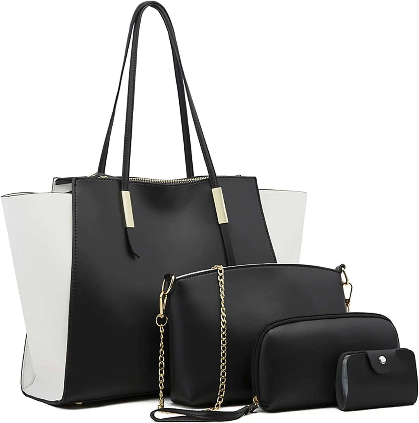 Women Shoulder Handbag Roomy Multiple Pockets Bag Ladies Shoulder Purse Fashion Tote Handbags for (Black, One Size)