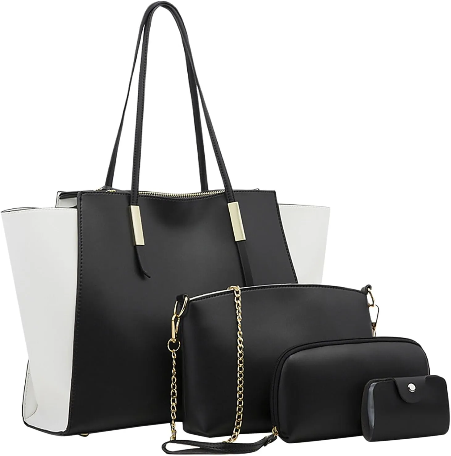 Women Shoulder Handbag Roomy Multiple Pockets Bag Ladies Shoulder Purse Fashion Tote Handbags for (Black, One Size)