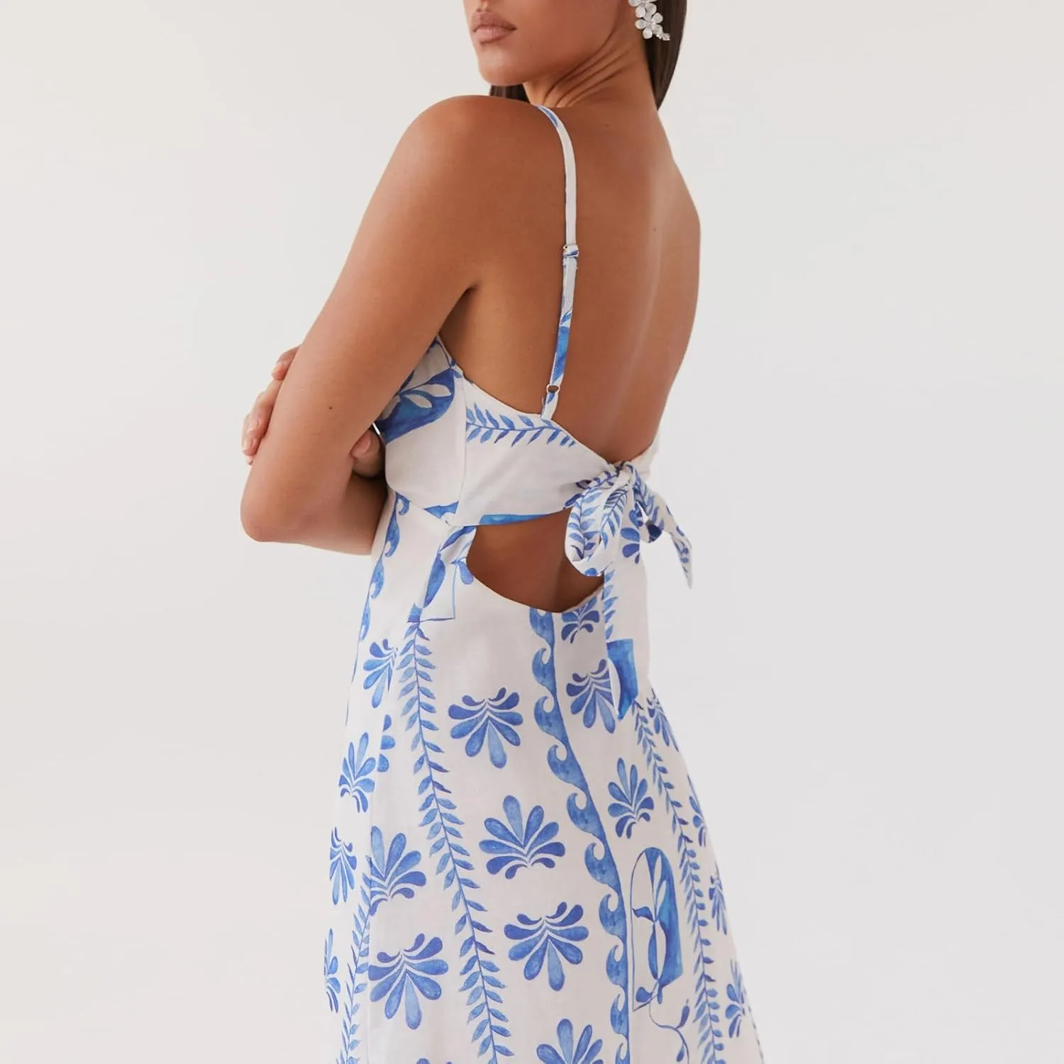 Women Silk Satin Maxi Dress Spaghetti Strap Elegant Open Back Long Formal Dress Cut Out Bodycon Dresses