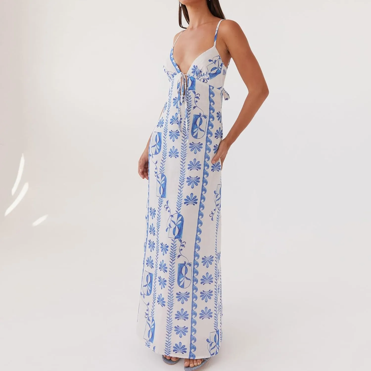 Women Silk Satin Maxi Dress Spaghetti Strap Elegant Open Back Long Formal Dress Cut Out Bodycon Dresses