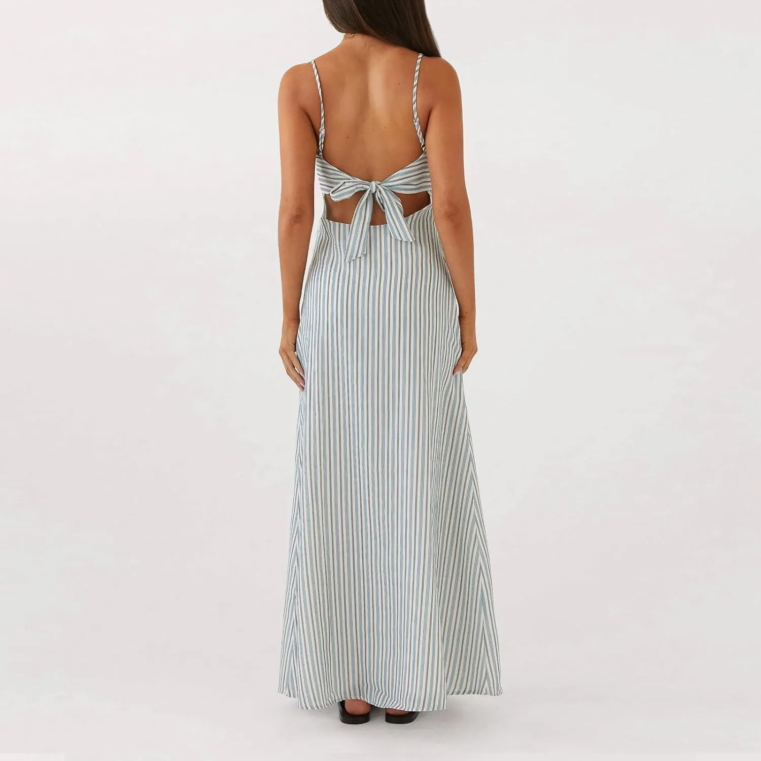Women Silk Satin Maxi Dress Spaghetti Strap Elegant Open Back Long Formal Dress Cut Out Bodycon Dresses