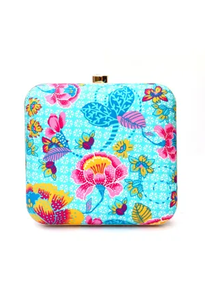 Women Sky Blue Hand Box Clutch