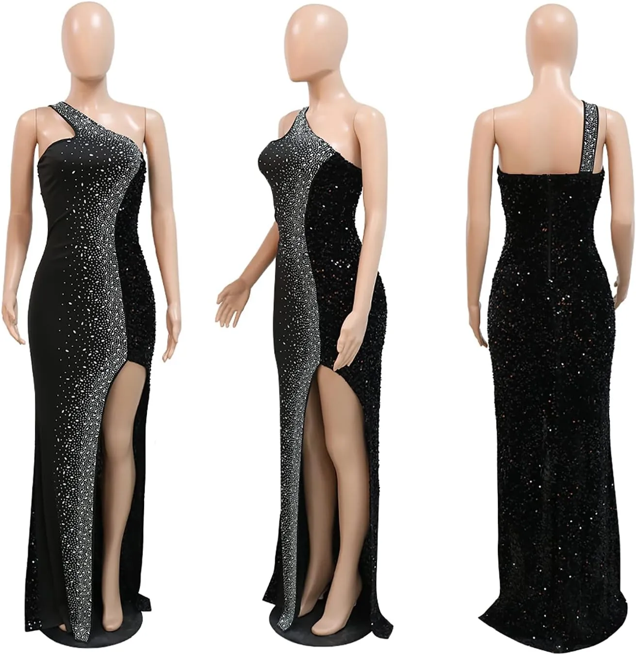 Women Sleeveless Off Shoulder Split Evening Cocktail Long Dress