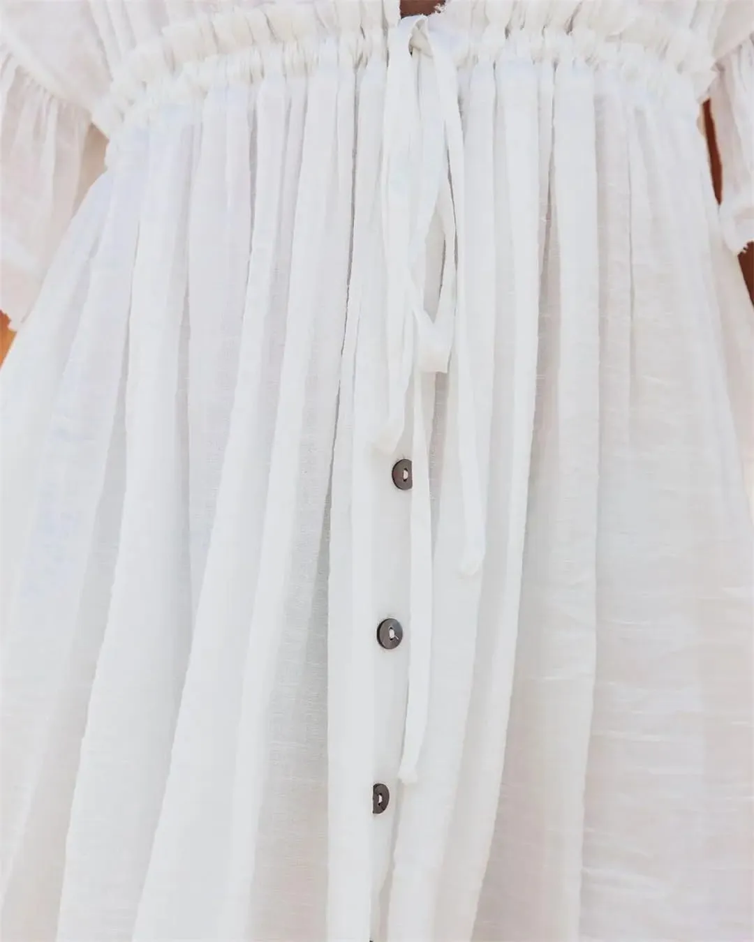 Women Summer Bikini Cover-Ups White Tunic Sexy V-Neck Butterfly Sleeve Beach Wear Mini Dress