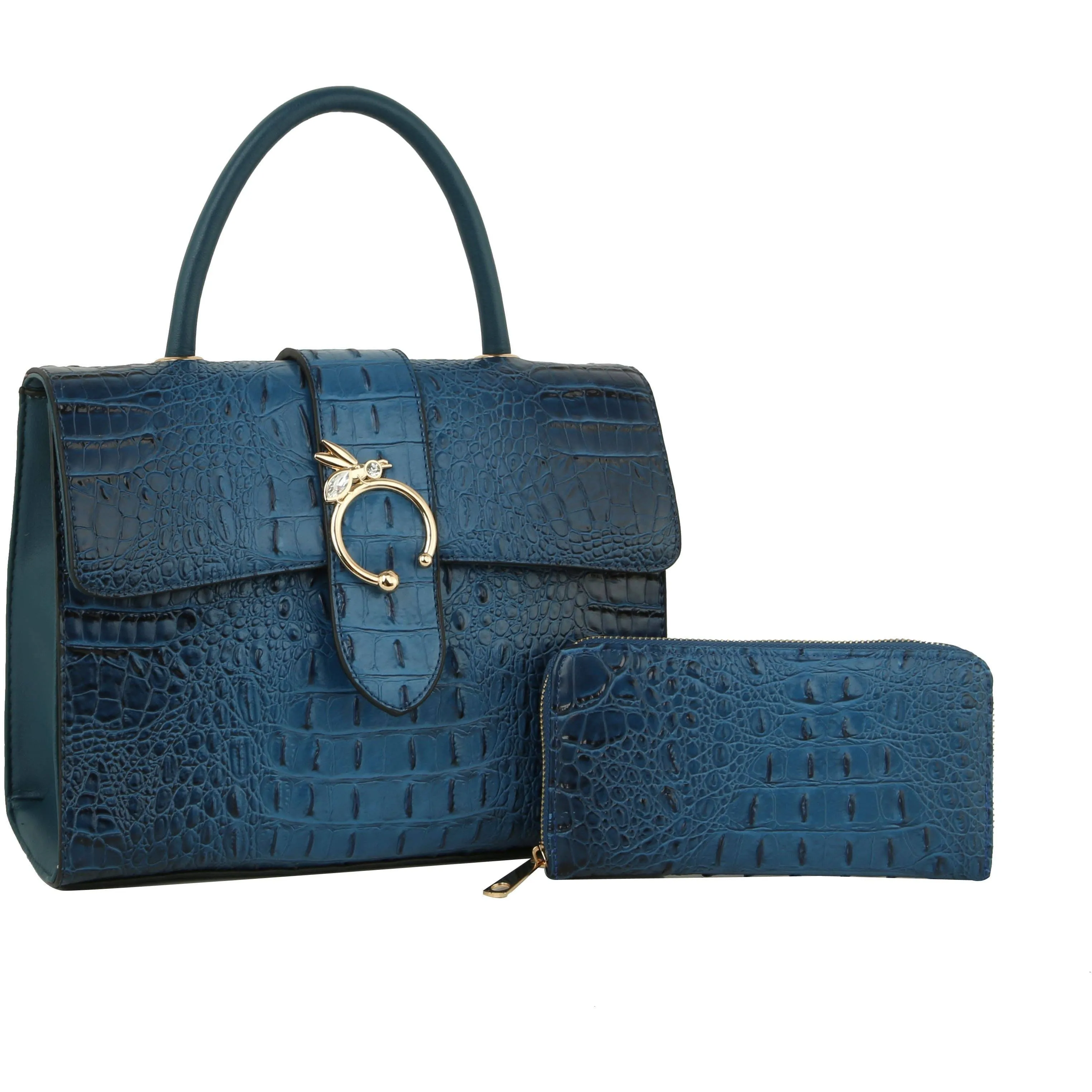 Women Top Handle Satchel Tote Purse Work Handbag: BLUE
