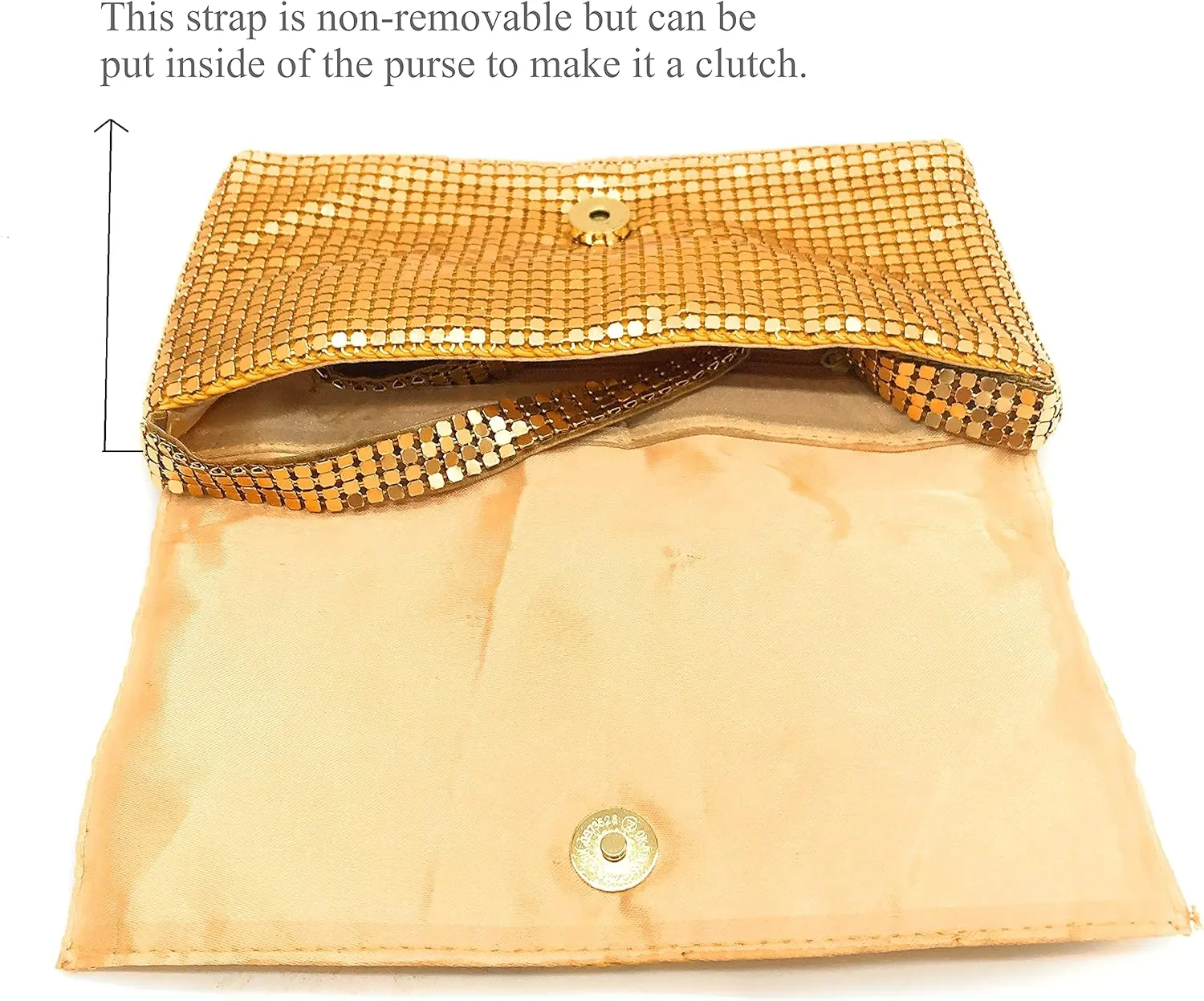 Women Vintage Evening Clutch Metal Mesh soft purse with Short Shoulder Strap for Parties, Weddings, Events