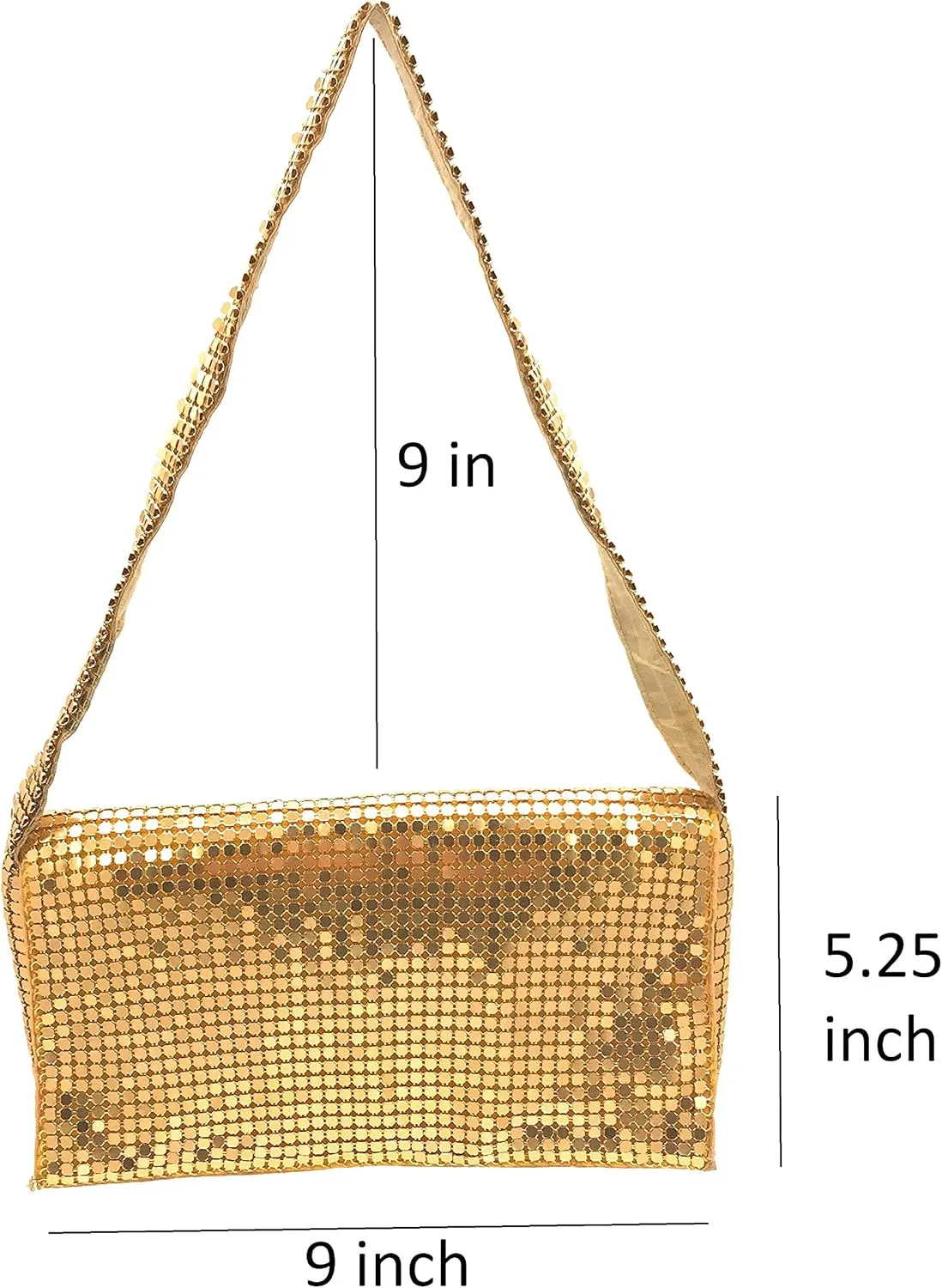 Women Vintage Evening Clutch Metal Mesh soft purse with Short Shoulder Strap for Parties, Weddings, Events