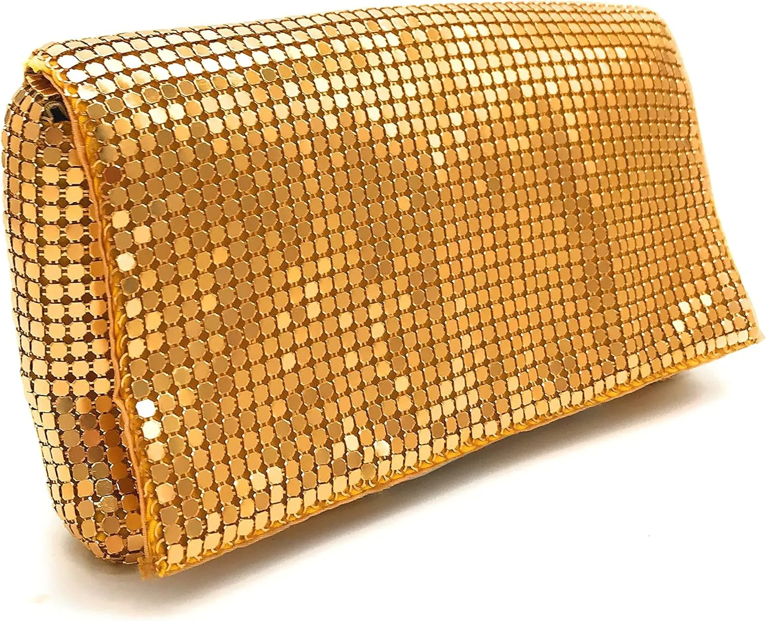 Women Vintage Evening Clutch Metal Mesh soft purse with Short Shoulder Strap for Parties, Weddings, Events