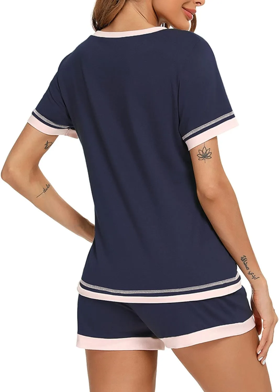 Womens 2 Piece Pj Set Shorts And Top Cool Lounge Sets Short Sleeve Casual Comfy Soft Sleepwear Trendy Clothes