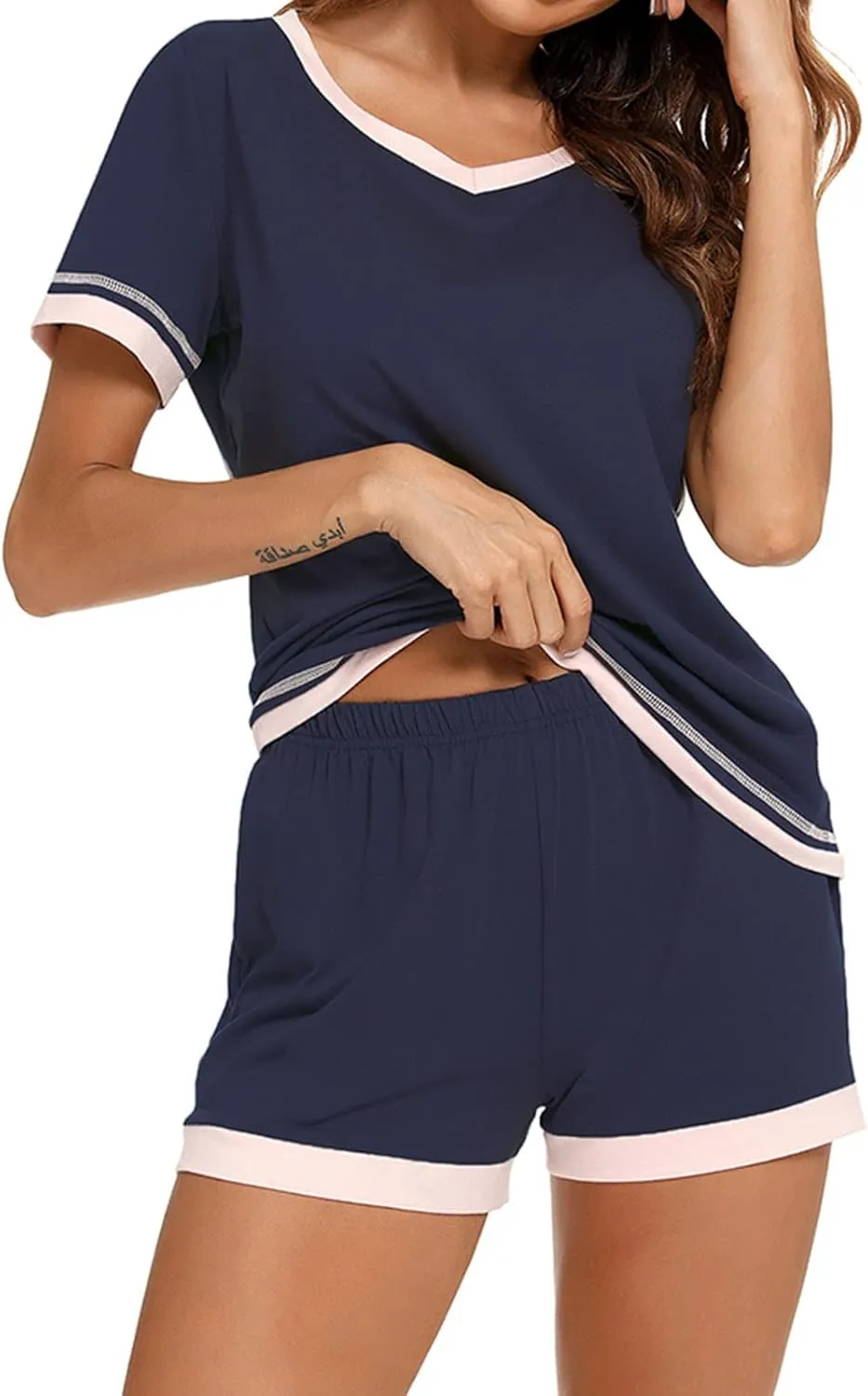 Womens 2 Piece Pj Set Shorts And Top Cool Lounge Sets Short Sleeve Casual Comfy Soft Sleepwear Trendy Clothes