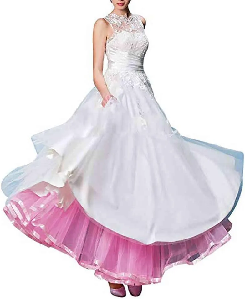 Women's Ankle Length Petticoats Long Plus Size Wedding Slips Crinoline Underskirt for Prom Evening Wedding Dress