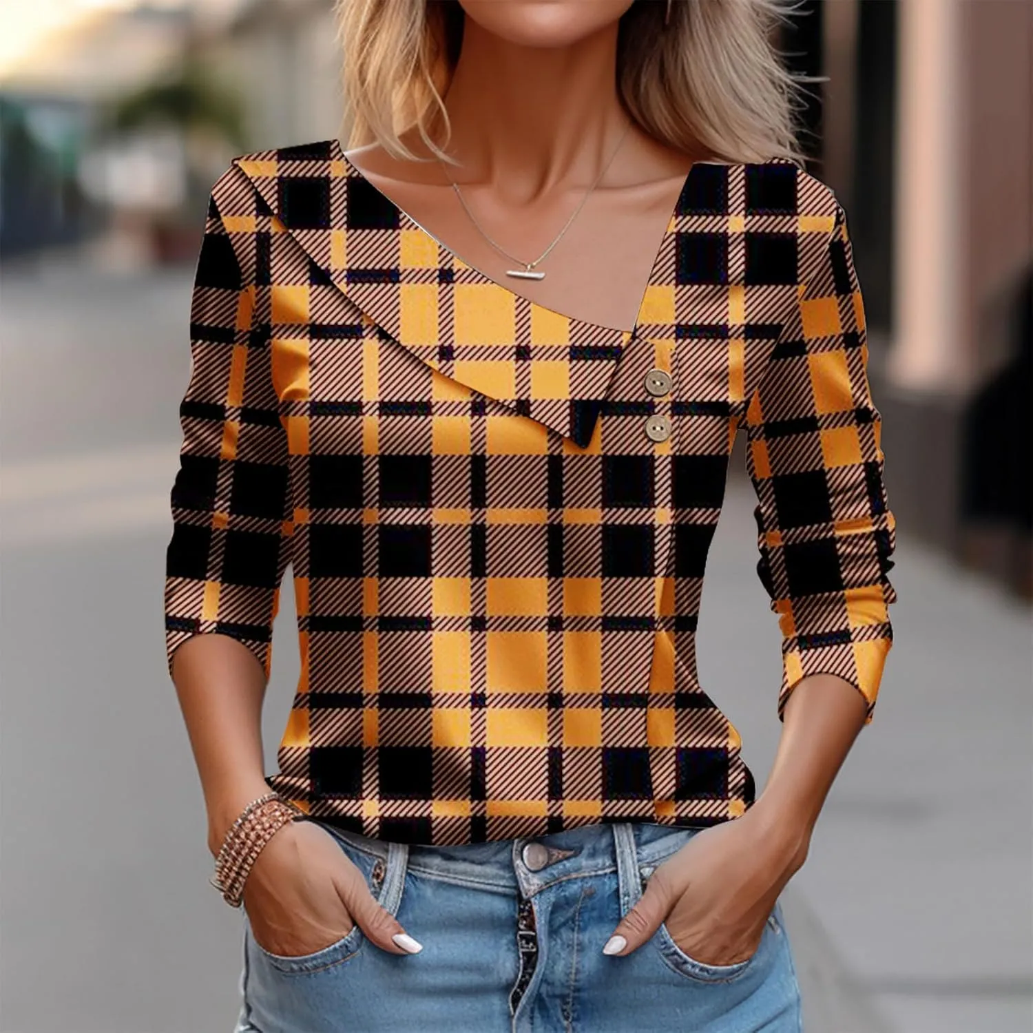 Womens Blouses Fall 2024 Vacation Trendy Long Sleeve Slant Neck Tops Casual Going Out Boho Floral Print Tee Shirts