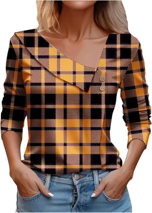 Womens Blouses Fall 2024 Vacation Trendy Long Sleeve Slant Neck Tops Casual Going Out Boho Floral Print Tee Shirts