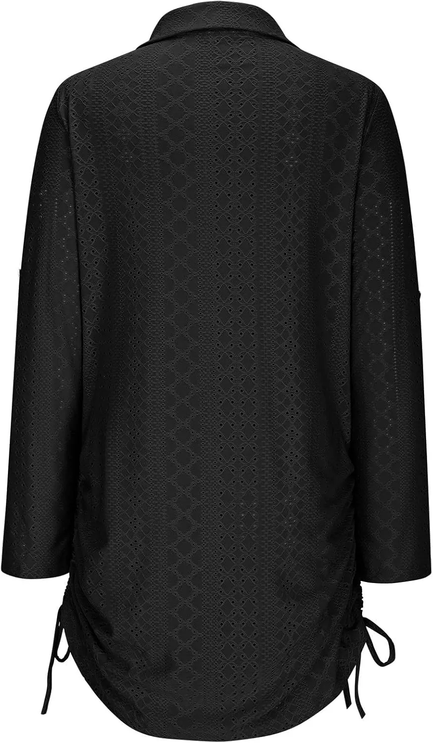 Women's Casual Mini Skirts Knit Hollow Out Long Sleeve Lapel Dress Side Stretch Bandage Short Dresses Outdoor Daily