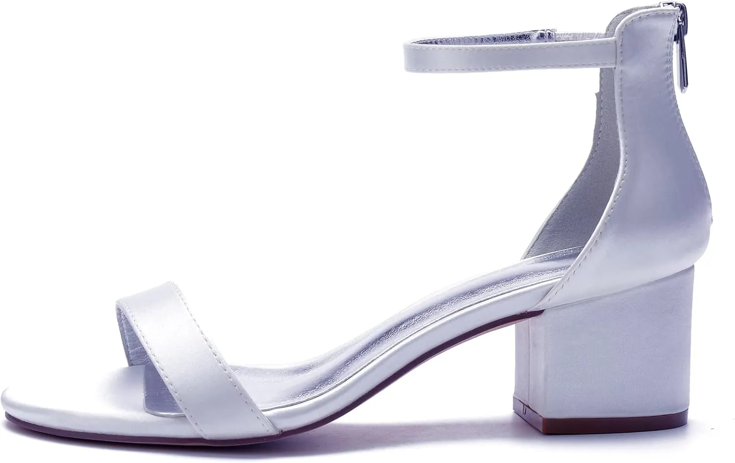 Women's Chunky Block Heeled Sandals Open Toe Strappy High Heels Ankle Strap Satin Wedding Bridal Shoes High Heel Shoes for Party Dress