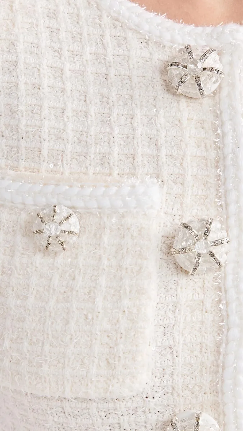 Women's Cream Buttoned Knit Mini Dress