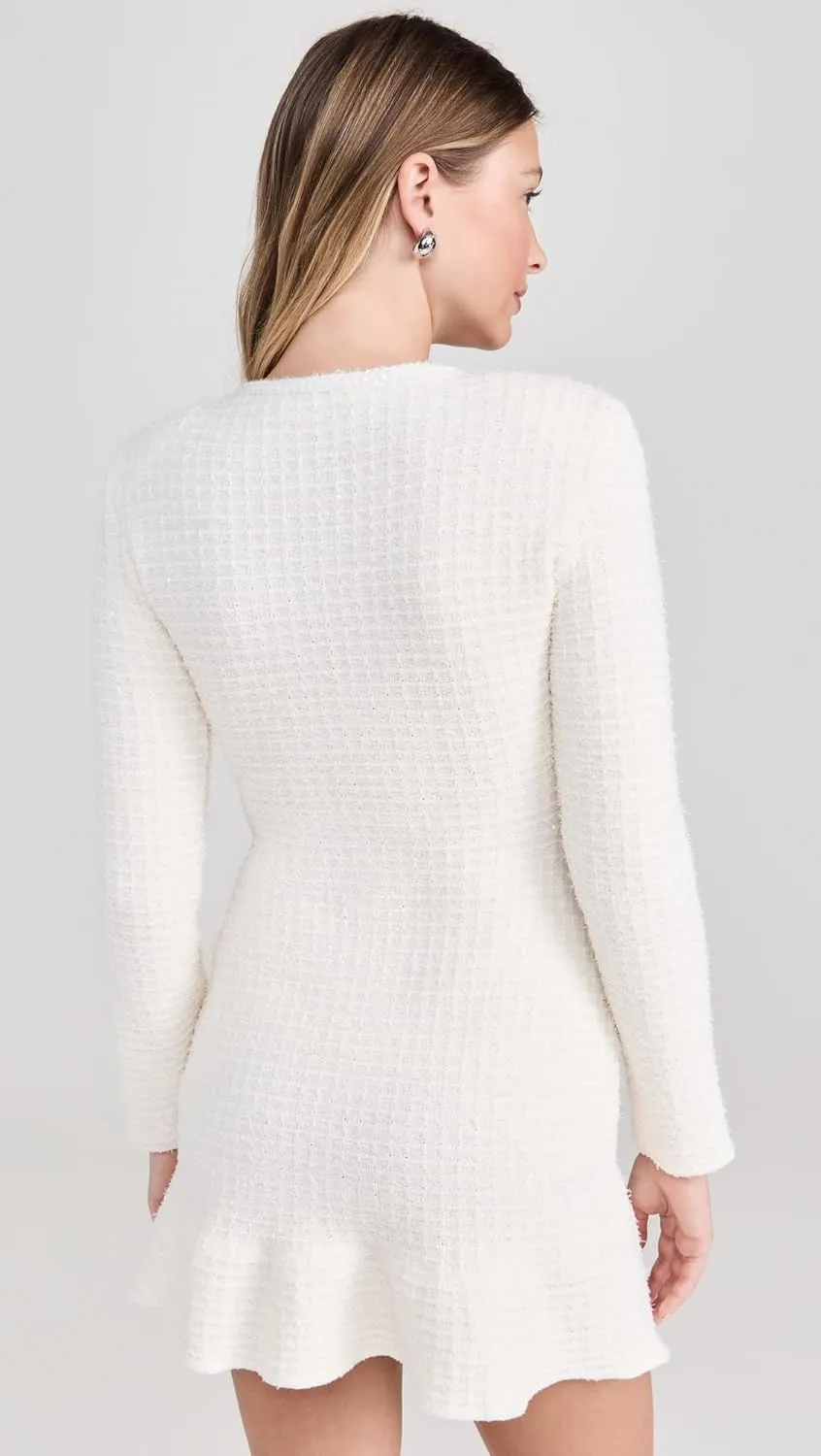 Women's Cream Buttoned Knit Mini Dress