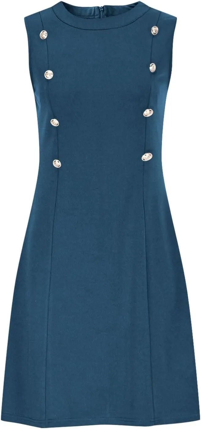 Women's Elegant Button Down Dress Fashionable Round Neck Midi Skirt Slimming Waist Big Hem Dresses Concert Party