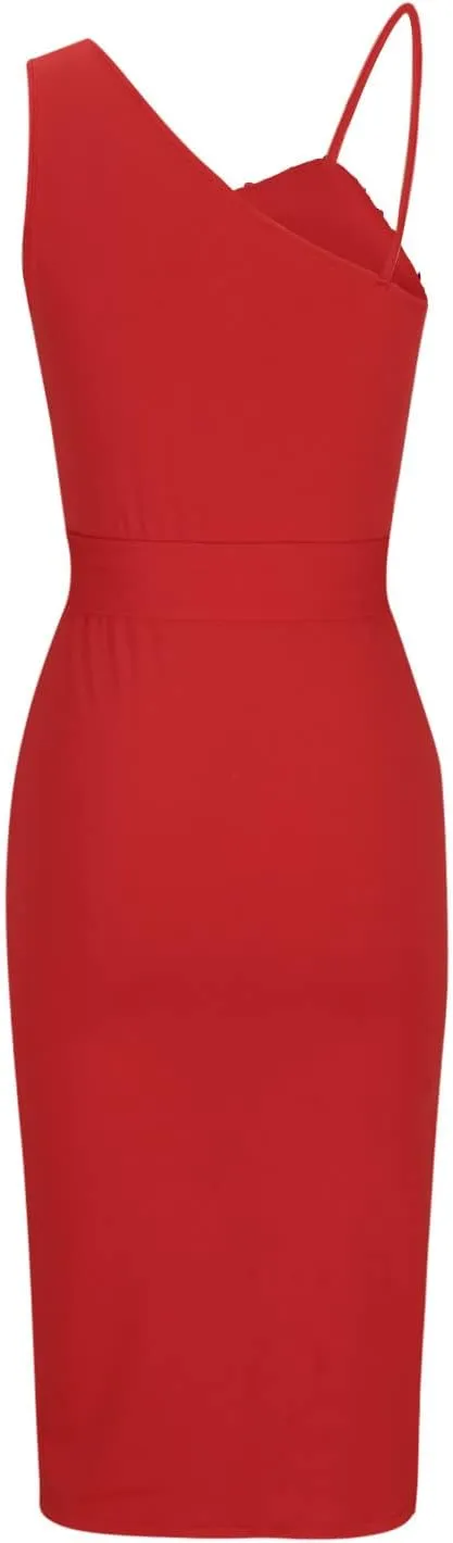 Women's Elegant Dress Sexy Beaded Split Skirt with Waistband One Shoulder Evening Dresses Prom Cocktail Gowns