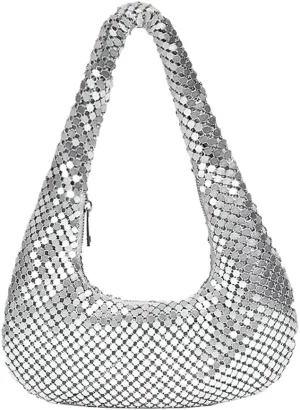 Women's Evening Bag, Aluminum Clutch Purse Women's Glittery Handbag,Diamond-Encrusted Hobo Bag Underarm Bag Shoulder bag