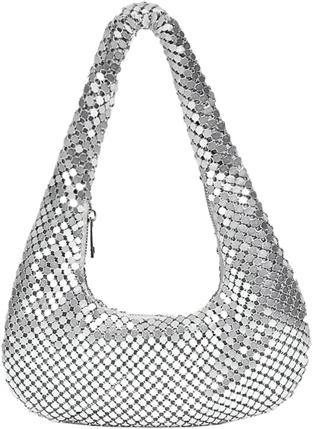 Women's Evening Bag, Aluminum Clutch Purse Women's Glittery Handbag,Diamond-Encrusted Hobo Bag Underarm Bag Shoulder bag