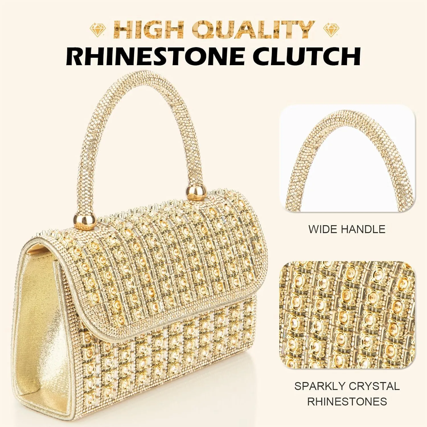 Women's Evening Bag Purse Clutch Bag Ladies Rhinestone Purses Glitter Small Handbags Party Wedding Prom