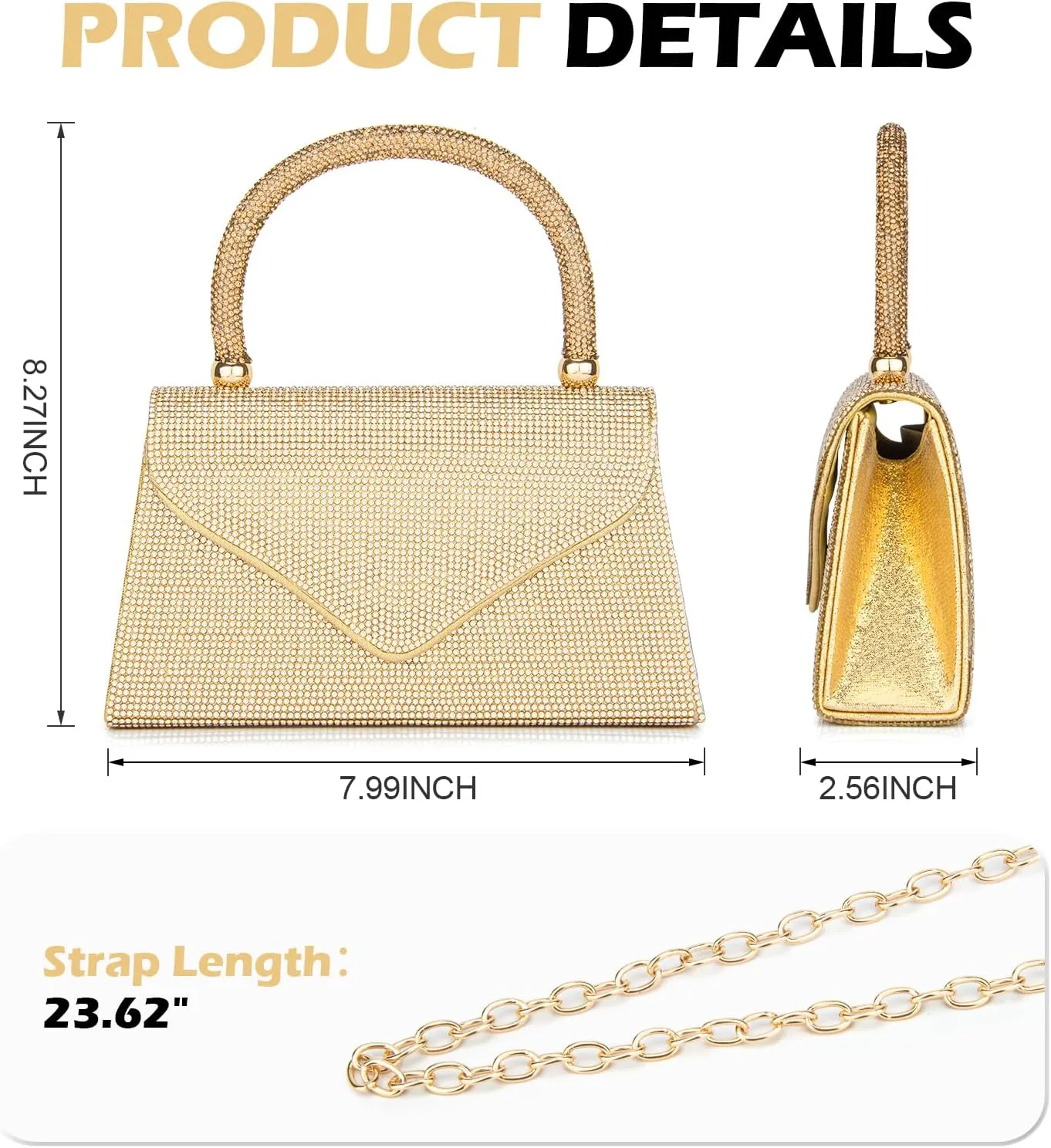 Women's Evening Bag Purse Clutch Bag Ladies Rhinestone Purses Glitter Small Handbags Party Wedding Prom