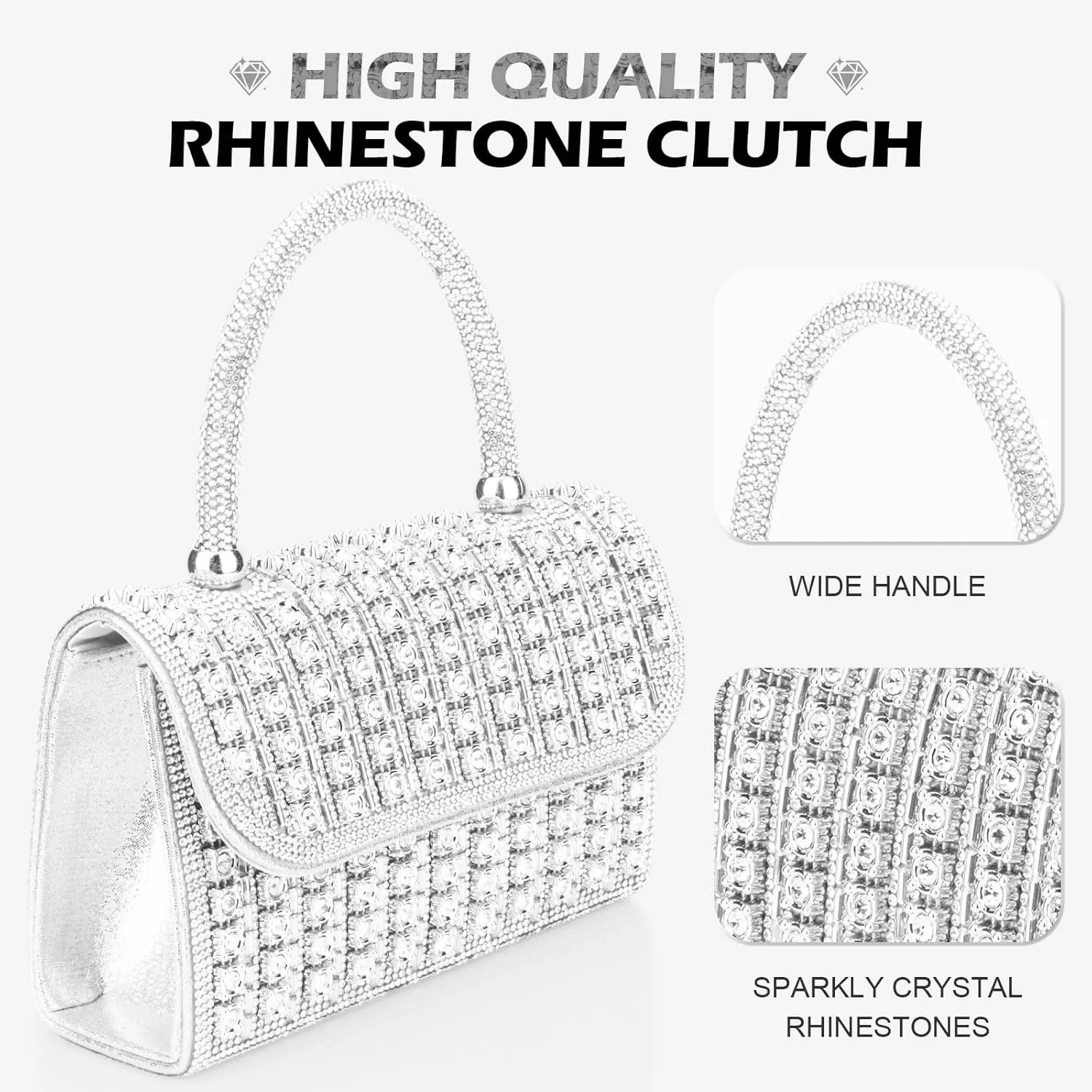 Women's Evening Bag Purse Clutch Bag Ladies Rhinestone Purses Glitter Small Handbags Party Wedding Prom
