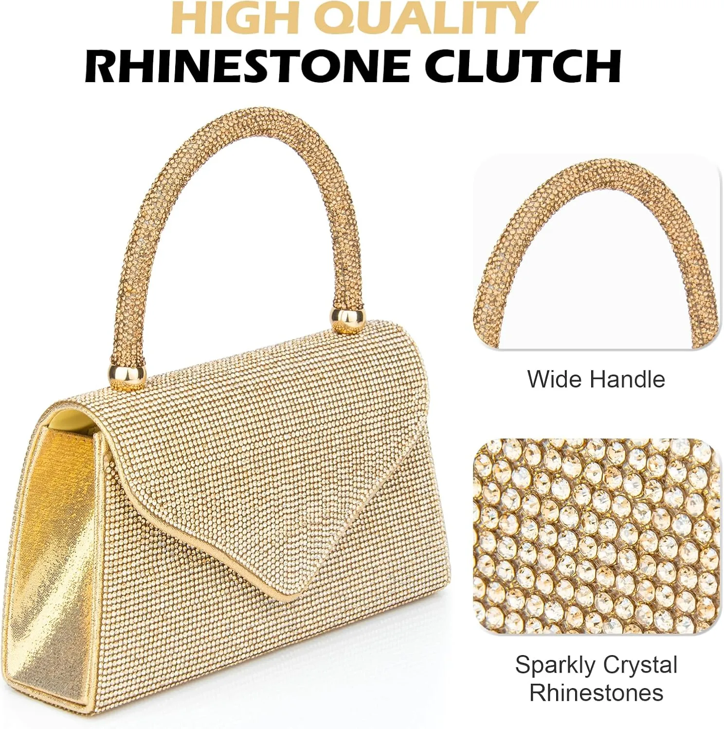Women's Evening Bag Purse Clutch Bag Ladies Rhinestone Purses Glitter Small Handbags Party Wedding Prom