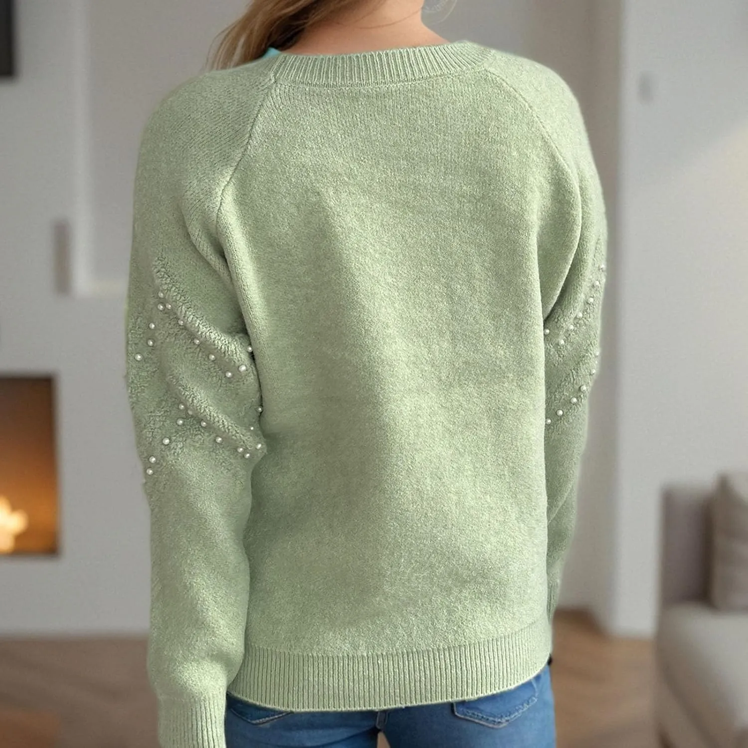 Womens Fall Fashion Sweaters 2024 Long Sleeve Crewneck Knitted Pullover Tops Embroidered Boho Tunic Sweater