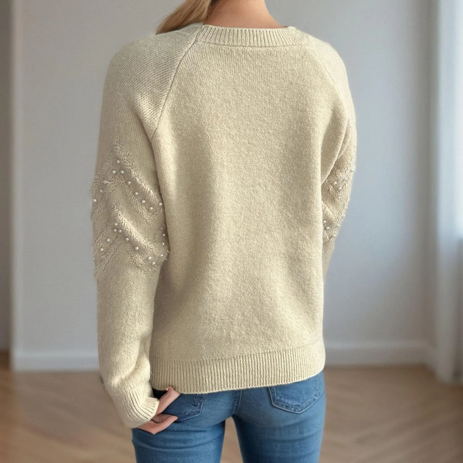 Womens Fall Fashion Sweaters 2024 Long Sleeve Crewneck Knitted Pullover Tops Embroidered Boho Tunic Sweater