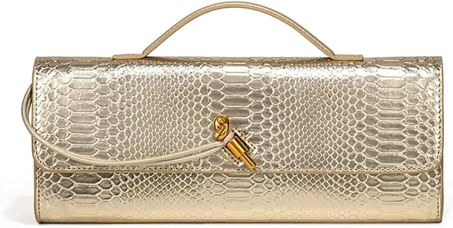 Womens Fashion Leather Clutch Bag Crocodile Print Evening Handbag Crossbody Tote Bag