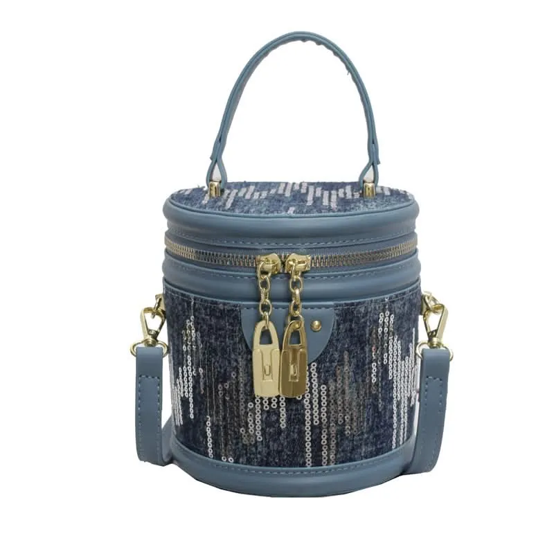 Women's Fashionable Sequin Cylinder Bag – With Zipper Closure