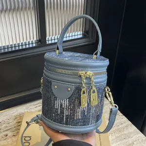 Women's Fashionable Sequin Cylinder Bag – With Zipper Closure