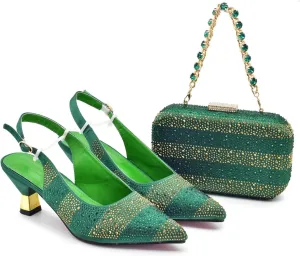 Womens Flower Crystal Clutch Purses Italian Wedding Shoes Set Rhinestone Bridal Pumps and Matching Evening Bag Party