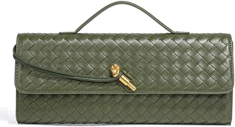 Women's for Woven Evening Bags Vegan Leather Clutch Handbags, Trendy Crossbody Bag Clutch Purses