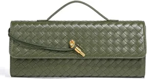 Women's for Woven Evening Bags Vegan Leather Clutch Handbags, Trendy Crossbody Bag Clutch Purses