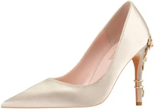 Women's High Heels Pointed Toe Closed Unique High Heels Stiletto Heels Satin Evening Prom Dress Shoes