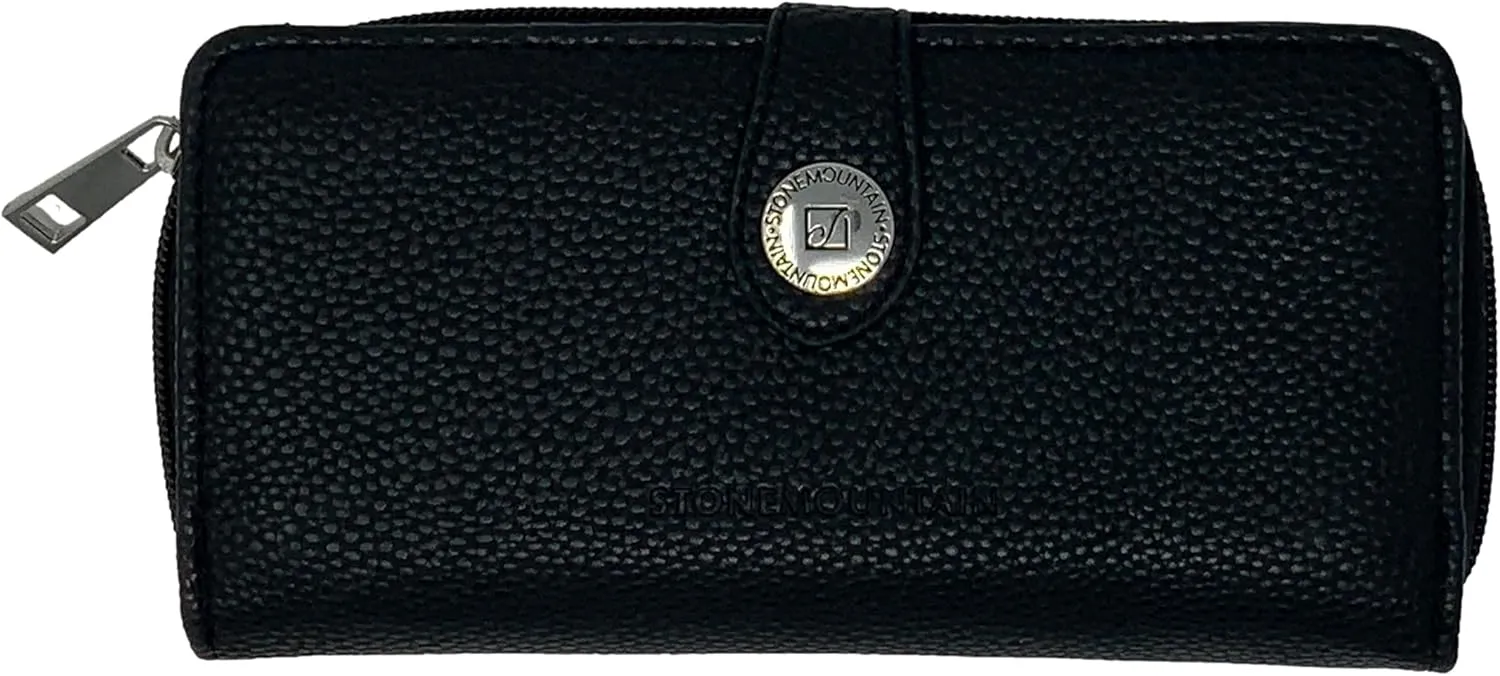 Women's Leather Ludlow Clutch Wallet with Checkbook Cover Black