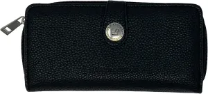 Women's Leather Ludlow Clutch Wallet with Checkbook Cover Black