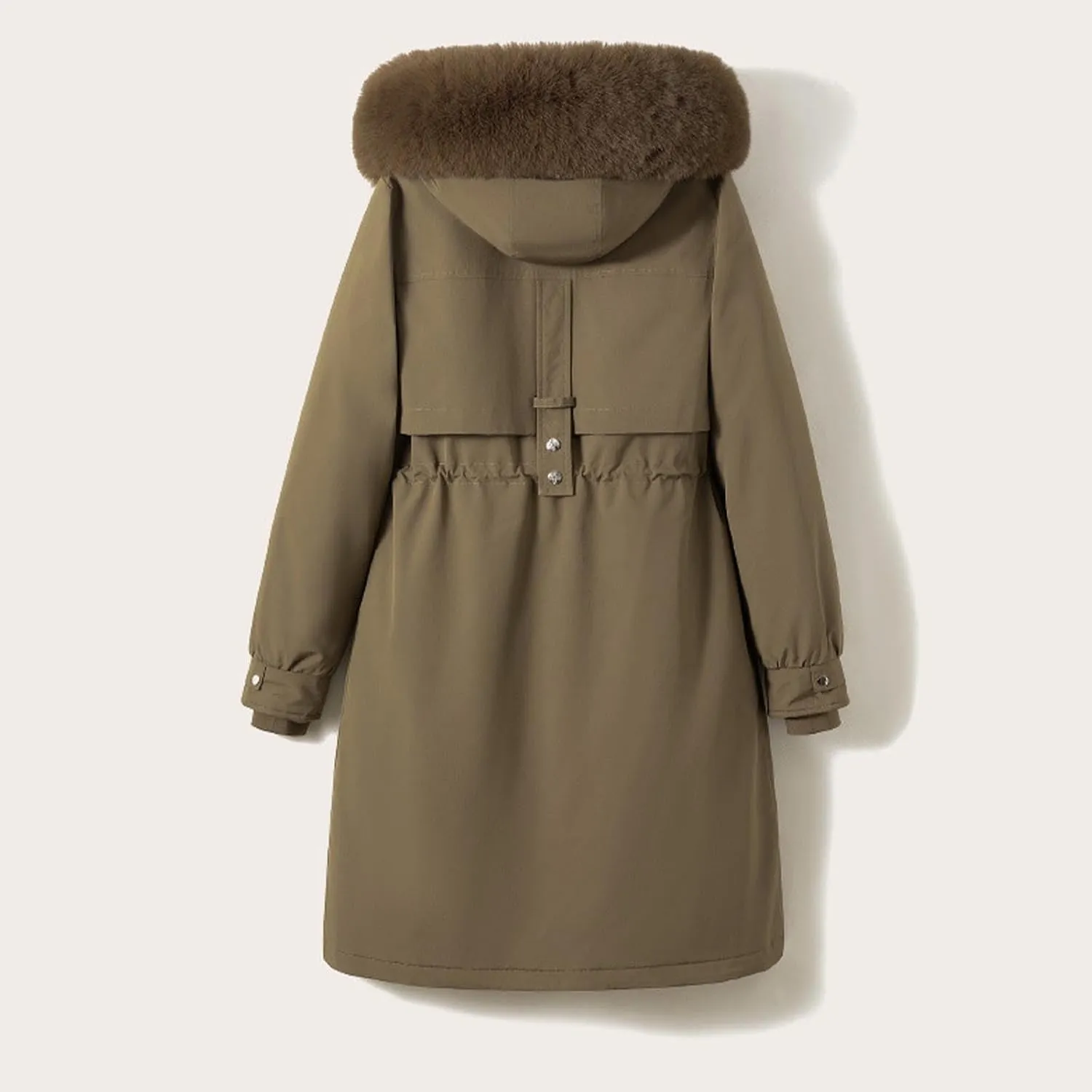 Women's Long Puffer Coat Parka Removable Down Liner Jacket Thicken Winter Faux Fur Warm Hooded Outwear with Pockets