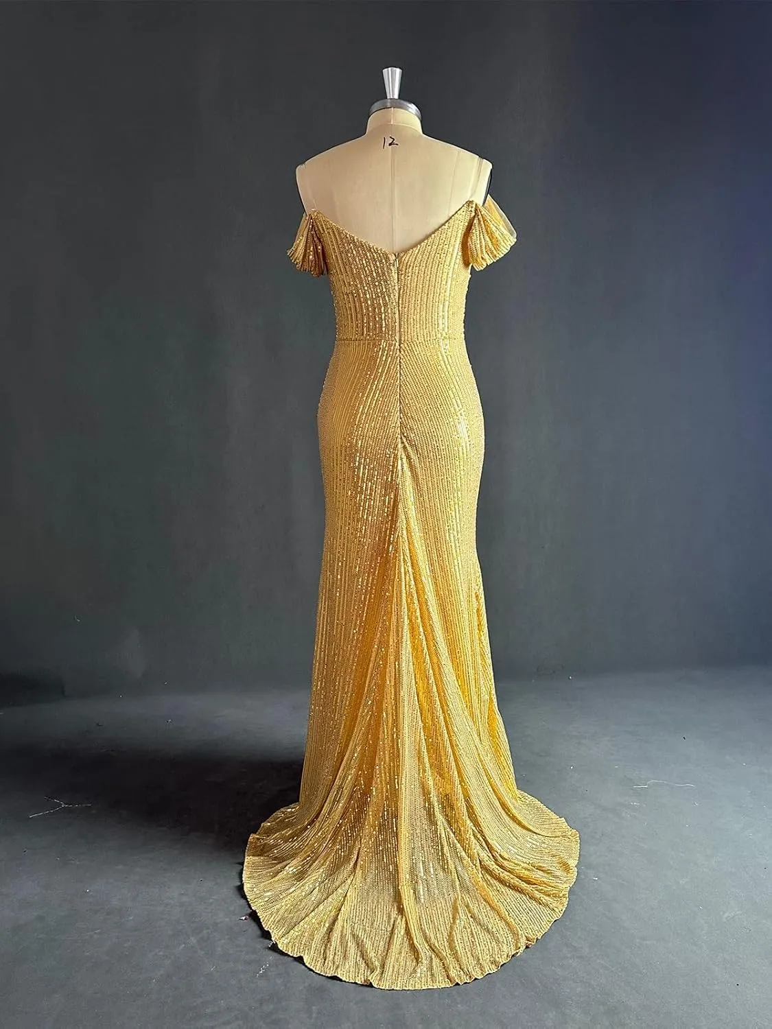 Women's Mermaid Prom Dress with Slit Pleated Sequin Sparkly Long Evening Formal Dresses