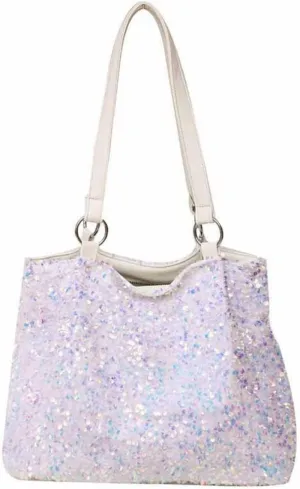 Womens Mermaid Sequins Shoulder Bag Reversible Sequin Handbag Purse Sparkling Tote Shiny Hobo Bag