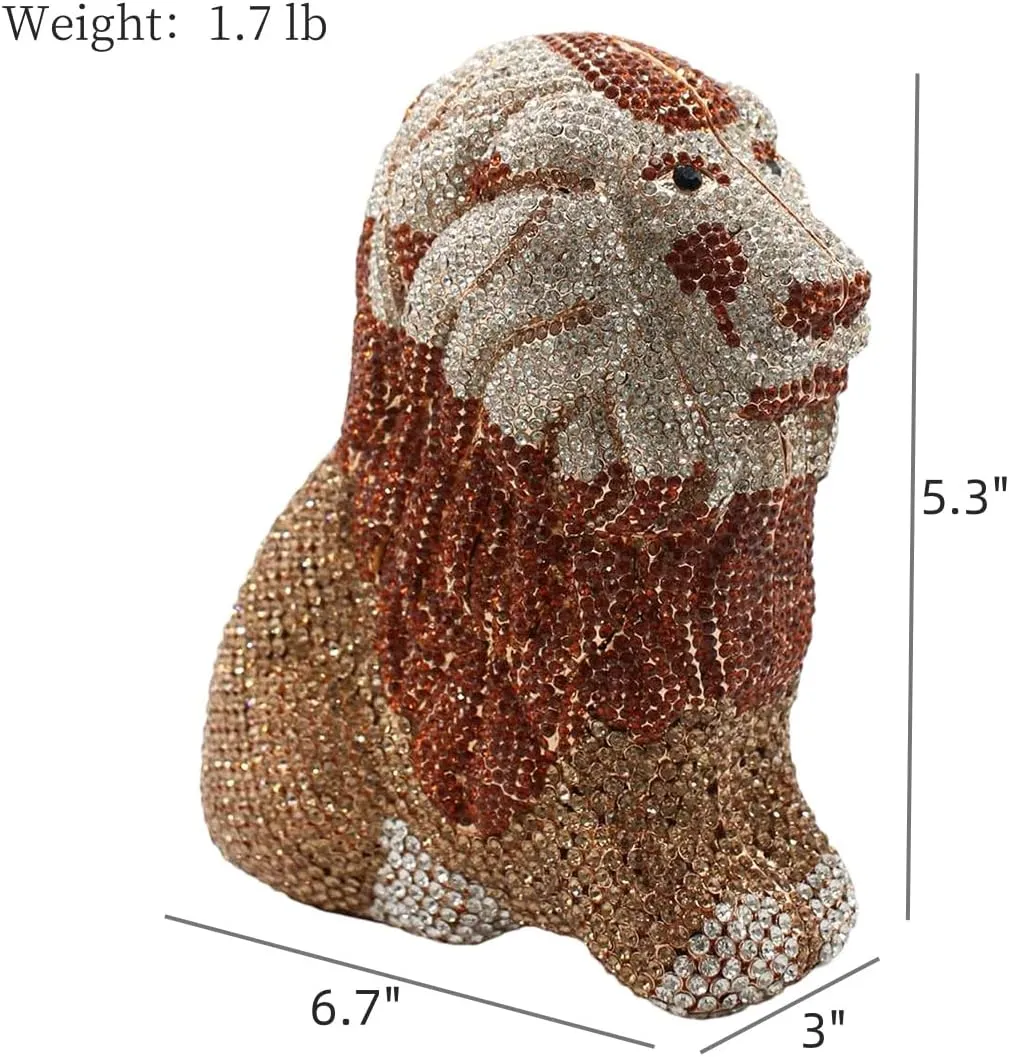 Women's Mini Lion Evening Clutch Bags Rhinestone Purse Wedding Party Prom Crystal Handbags