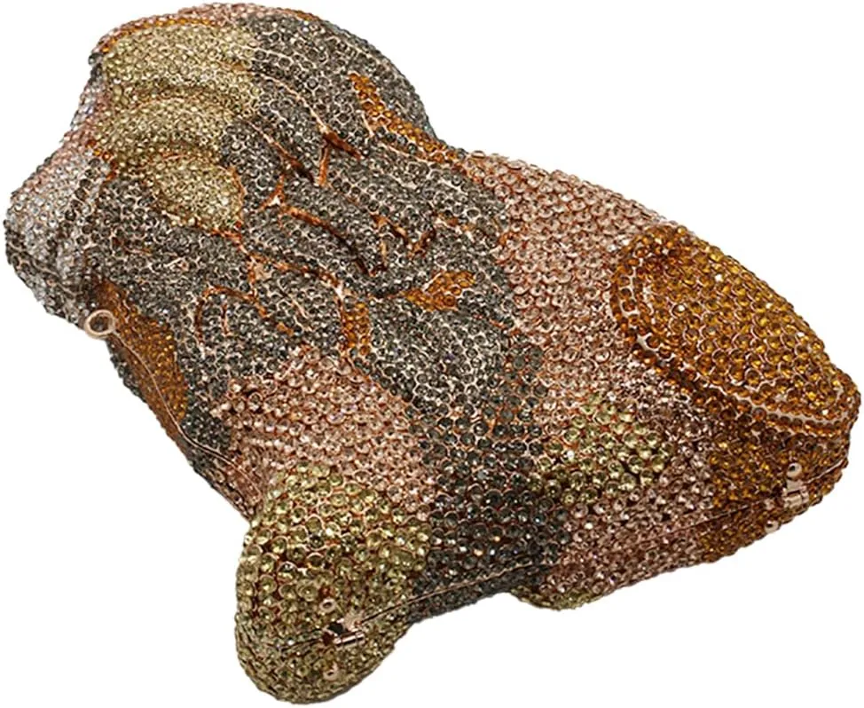 Women's Mini Lion Evening Clutch Bags Rhinestone Purse Wedding Party Prom Crystal Handbags