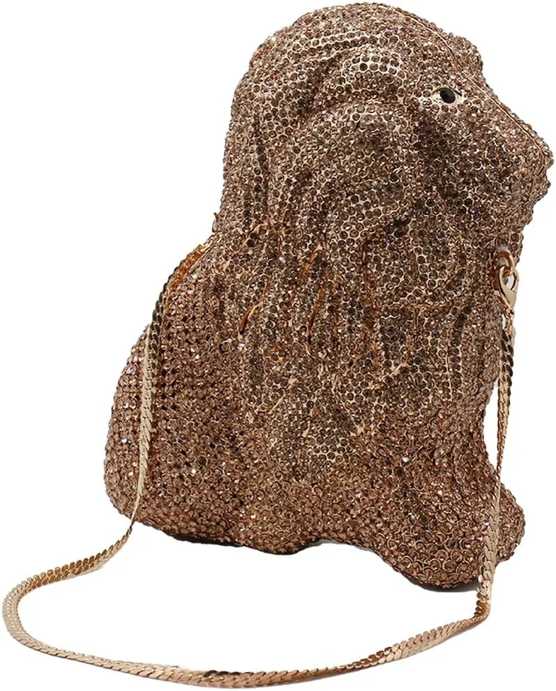 Women's Mini Lion Evening Clutch Bags Rhinestone Purse Wedding Party Prom Crystal Handbags