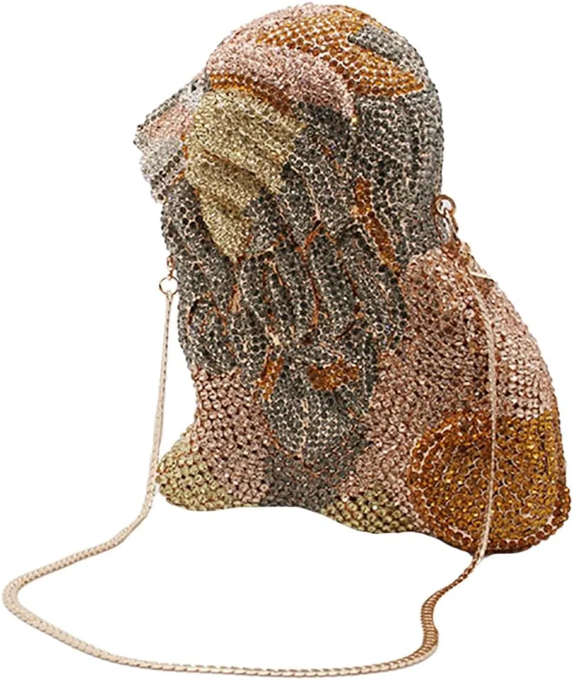 Women's Mini Lion Evening Clutch Bags Rhinestone Purse Wedding Party Prom Crystal Handbags