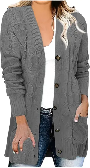Women's Open Front Button Cardigan Chunky Knit Sweaters Fall Fashion 2023 Outfits Outerwear Coats Jackets