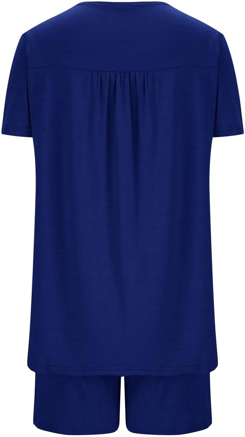 Women's Pajama Sets 2 Piece Short Sleeve Casual Summer Loungewear Top And Shorts Outfits Sleepwear With Pockets