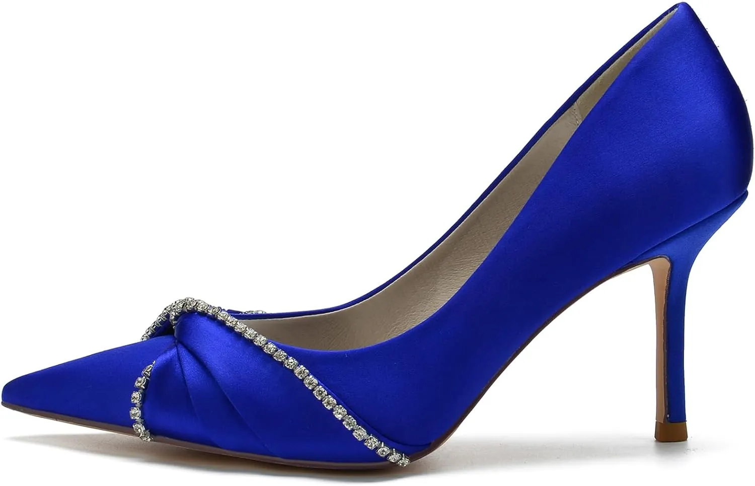 Women's Pointed Toe Pumps with Rhinestone Bridal Shoes Wedding Stiletto High Heels Party Dress Shoes